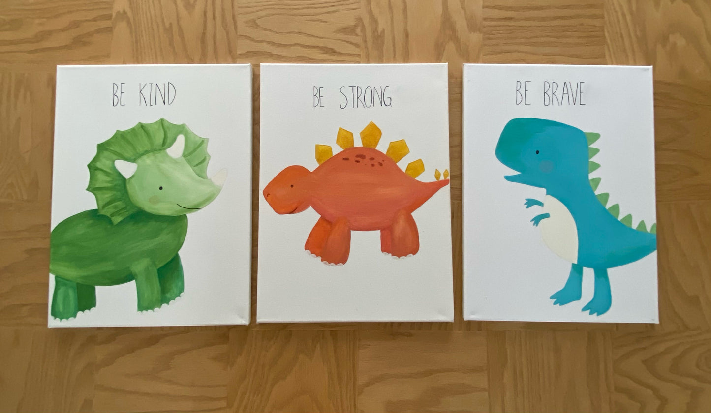 Trío de cuadros de dinosaurios