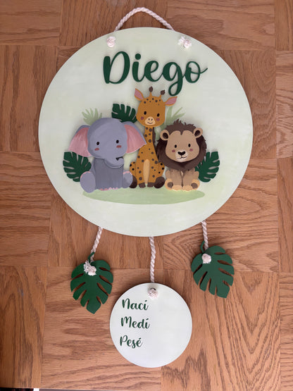 Letrero con Animales de zoológico